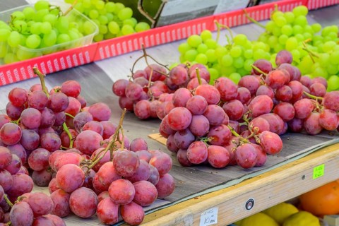 Table grapes on sale at the green market in Rovinj, Istria, Croatia