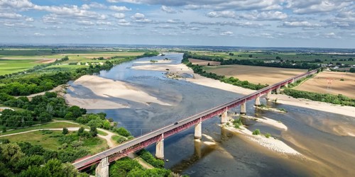 View over the Tagus River and Dom Luis I bridge, Santarem, Ribatejo, Portugal