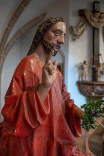 Detail, palm tree around 1500, in the church of the Assumption of Mary, late Gothic hall church,