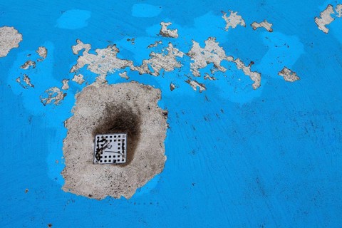 The drain of an old swimming pool