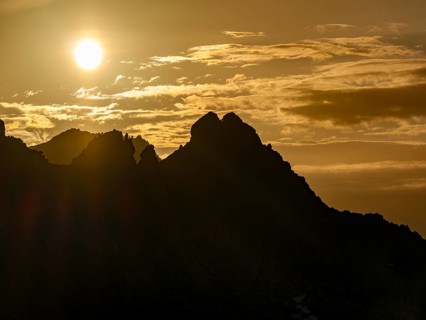 Silhouette of mountains at sunrise, Venice Group, Hohe Tauern National Park, Province of Salzburg,