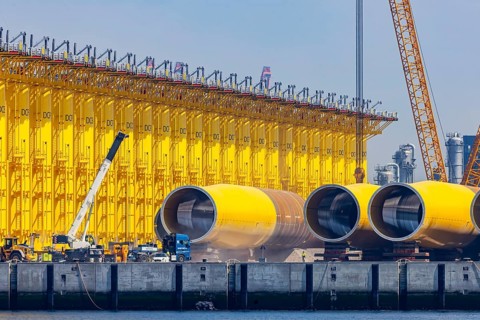 SIF Offshore Foundations, production of monopiles for offshore wind turbines. Foundations for wind
