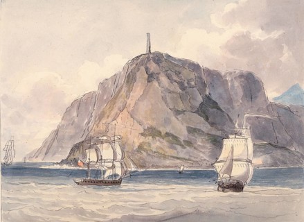 The Rock of Lisbon, Portugal, digital reproduction of a painting by Charles Hamilton Smith