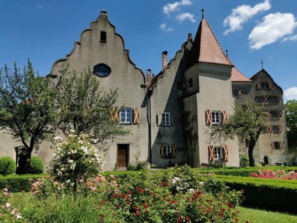 Schlossgarten, Burg, Harburg Castle, Donau-Ries District, Swabia, Bavaria, Germany