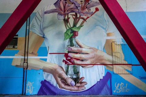 Graffiti on the former US eavesdropping facility on Teufelsberg in Grunewald, Berlin, Germany