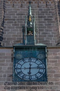 Tower clock from St. Peter's Church, built from 1897 to 1901 in neo-Gothic style, Regensburger Str.