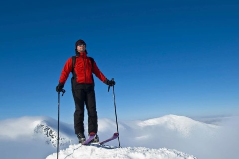 Man, ski, skiing skier ascent summit slope ski slope ski tourer, Getryggen, Storulvån, Jämtlands