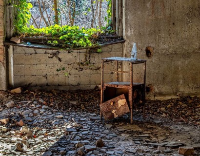 Interior view, former Alpine house on the historic site of the tuberculosis sanatorium in Beelitz,
