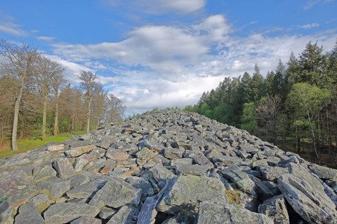 Celtic ring wall and historical fortification, block pile, stones, nature, landscape, forest,