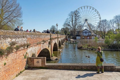 The old tram bridge, River Avon, Stratford-upon-Avon, Warwickshire, England, United Kingdom