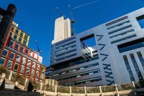 Redevelopment construction of new buildings at Broadgate, Liverpool Street, London, England, UK