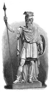 Historical illustration, 19th Century, Statue of Odin, the Allfather of the gods in Germanic and