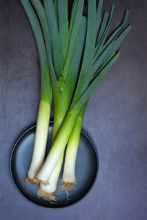 Leek, leek sticks on a plate, leek