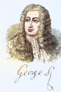 King George II of England 1683 to 1760, portrait and signature. From The National and Domestic