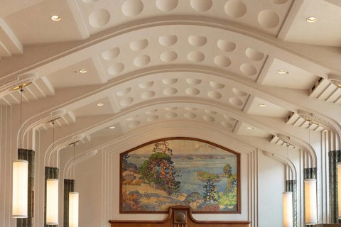Monumental national romantic mural landscape in Koli, North Karelia, by Eero Järnefelt's, Taulu
