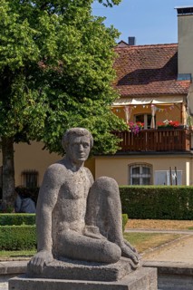 Statue, park in front of tourist information, Bamberg, Upper Franconia, Bavaria, Germany