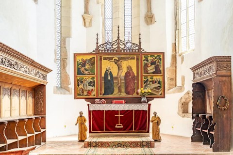 Late Gothic winged altar of the Tartlau fortified church, part of the UNESCO World Heritage Site in