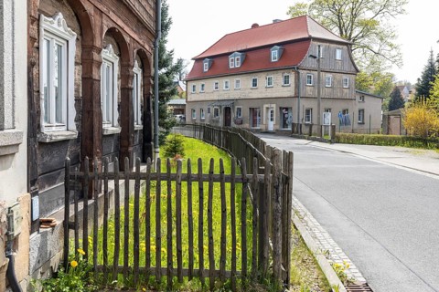 Listed Umgebindeäuser in the Läuterau, Seifhennersdorf, Zittauer Gebirge, Saxony, Germany