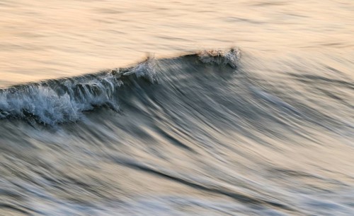 Refracting wave, evening light, long exposure, Houvig Beach, North Sea, Denmark