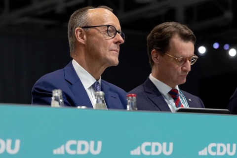 Friedrich Merz (party chairman and candidate for chancellor) and Hendrik Wüst (Minister President