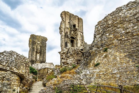 Ruins of Corfe Castle, Wareham, Dorset, England, United Kingdom