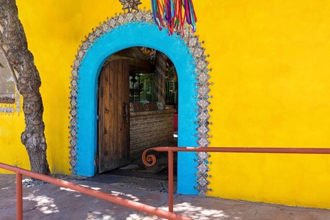 Scenic colonial streets and architecture of Cabo San Lucas in historic city center close to Marina