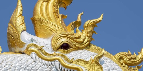 Naga, a mythical serpent dragon (a protector of water, life and spiritual places), Wat Hua Wiang