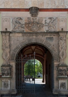 Entrance portal of the Fürstenhof, Renaissance building from 1553 to 1554, Wismar,