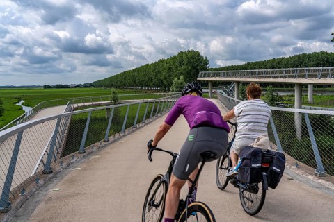 Ramp on the Liniebrug, bicycle and pedestrian bridge over the Amsterdam-Rhine Canal near the