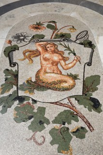 Zodiac sign Virgo, floor mosaic in the Galleria Umberto I, historic shopping arcade, Naples,
