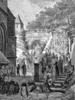 Procession for the Forgiveness of Saint Barbara in Morbihan, 1869, Brittany, France, Historic,