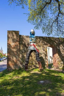 City wall, Kuno sculpture, Gransee, Brandenburg, Germany