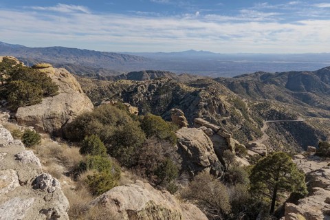 Windy Point Vista offers a view of Tucson from the Catalina Mountains along the Mt Lemmon Highway