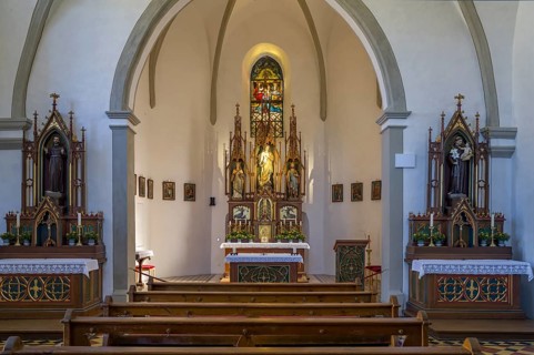 Interior of the Franciscan monastery church of St Mary in Franconian Switzerland, Gößweinstein,