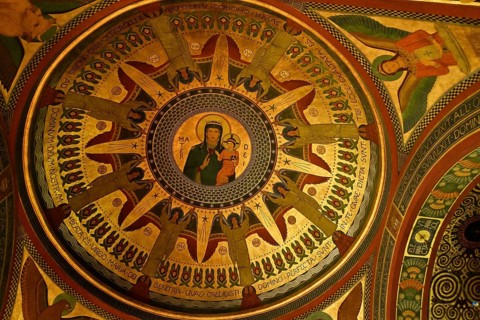Depiction of the Mother of God in the dome of the Chapel of Grace as a northern extension of the