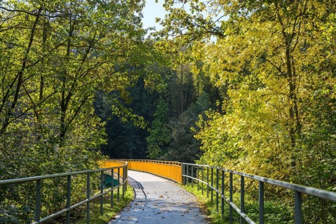 Chemnitz valley cycle path near the Schusterstein tunnel, Chemnitz valley north of Chemnitz,