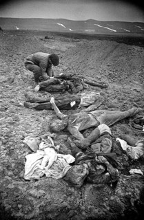 Excavation and identification of murdered Jewish civilians. War crimes, Holocaust, Kerch in Crimea,