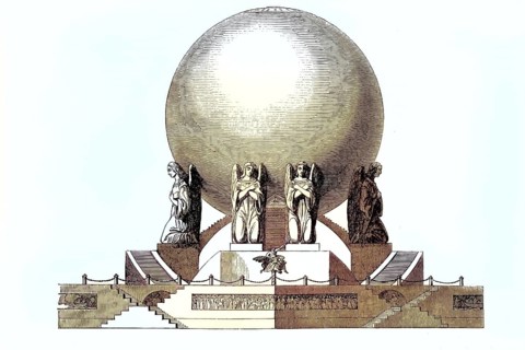 Outline of the utopian design for a cemetery building, Cimetière de la Ville de Chaux, designed by