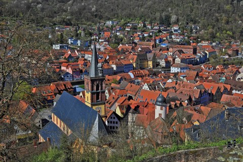 Panorama of the old town, Wertheim, Main-Tauber district, Baden-Württemberg, Germany