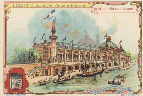 Picture series World Fair 1900, Paris, France, building for shipping, Liebig picture, digitally