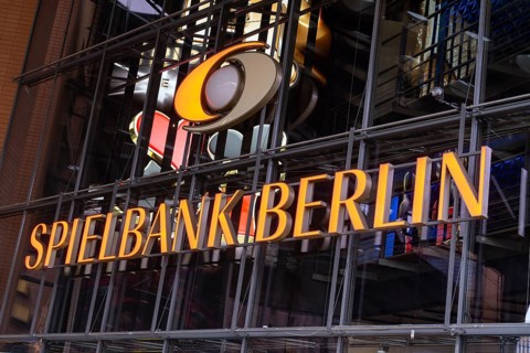 Spielbank Berlin, logo and lettering, Potsdamer Platz, Berlin, Germany