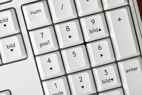Close up of number pad on German computer keyboard