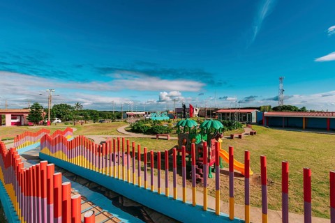 View of a local park at sunset. El Crucero local park, Nicaragua