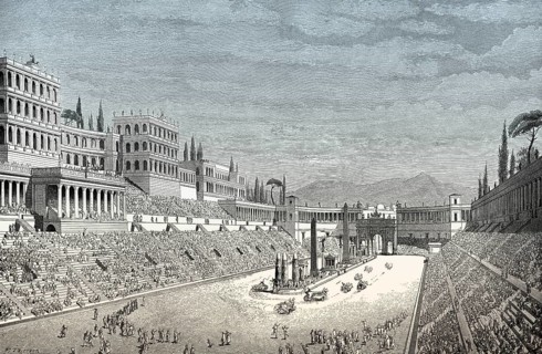 Reconstruction of the Mausoleum Circus Maximus in ancient Rome