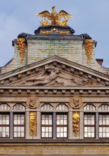 Baroque façade of the guild house La Louve, Guild of Archers of St Sebastian, Grand-Place, Grote
