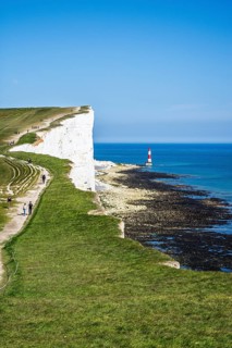 Beachy Head Lighthouse, Beachy Head Cliffs, English Channel, East Sussex, England, United Kingdom