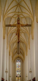 Interior view, crucifix, Jesus Christ on the Cross, Church of Our Lady, Cathedral of Our Lady,