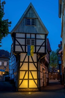 The old town centre of Hattingen, the iron house, Haldenstraße, half-timbered houses, North