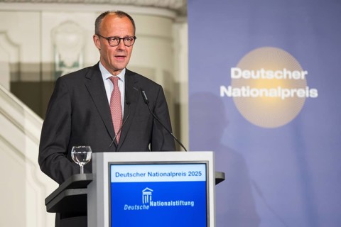 Friedrich Merz (Chancellor of the Federal Republic of Germany) speaks at the presentation of the