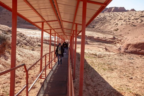 Page, Arizona, After touring Upper Antelope Canyon, visitors take a covered walkway to return to
